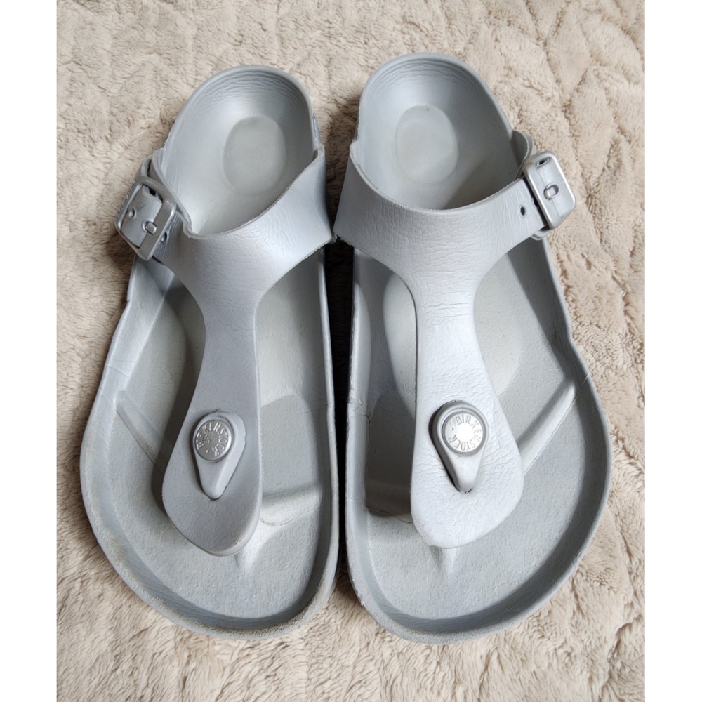 Birkenstock Gizeh EVA Silver Metallic Sandals Womens 36 Thong Flip Flop
